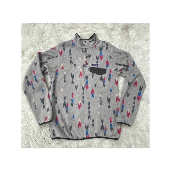 Patagonia Women's Lightweight Synchilla Snap T Fleece Pullover Wish Tails Arrows - Picture 2 of 4